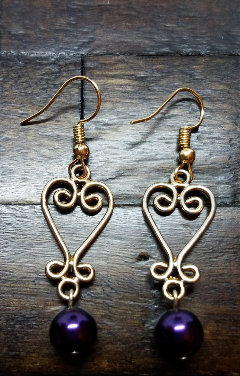 Purple Heart Dangle earrings
