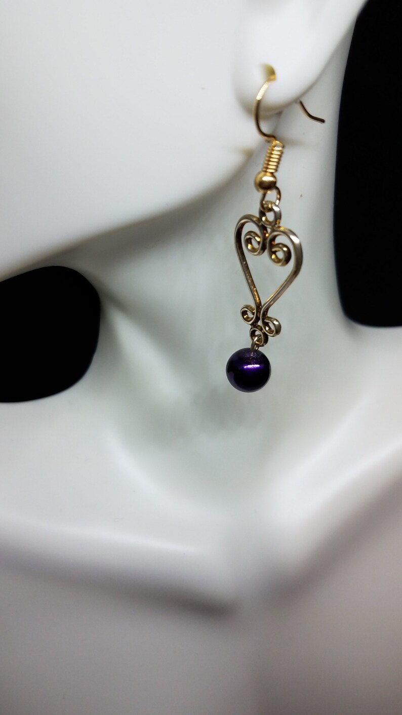 Purple Heart Dangle earrings