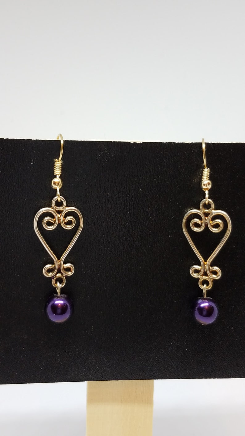 Purple Heart Dangle earrings