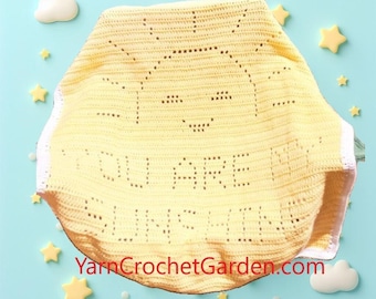 You Are My Sunshine Crochet Blanket Pattern Easy Filet Baby Blanket PDF Beginner Crochet Pattern Nursery Quote Afghan Printable Pattern