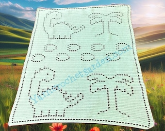 Crochet Dinosaur Blanket Pattern: Filet Baby Afghan (PDF Pattern)