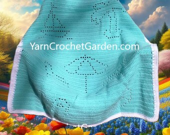 Modèle de couverture de plage au crochet : thème des vacances d'été (Modèle PDF)