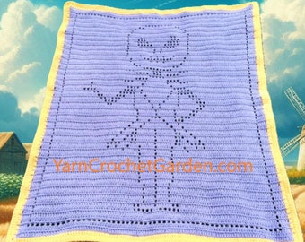 Patrón de manta de esqueleto de ganchillo, filete de monstruo de Halloween (patrón PDF)