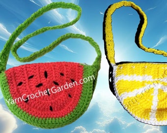 Crochet Watermelon & Lemon Bag Pattern: Fruit Purse (PDF Pattern)
