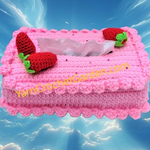 Modello per supporto per scatola di fazzoletti all'uncinetto Modello a forma di fragola all'uncinetto Modello per torta di compleanno Regalo per la festa della mamma Regalo di inaugurazione della casa all'uncinetto