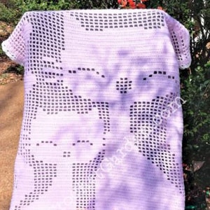 Crochet Pattern Blanket Cat, Paw Print Blanket, Crochet Pattern, Free Pattern, Crochet Filet Blanket, Mother's Day Gift, Crochet Cat Filet