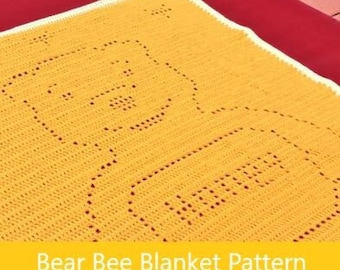 Bear Bee Crochet Pattern Blanket Honey Pot Blanket Pattern Sizes Fit Baby Toddler Kid Adults Baby Afghan Crochet Blanket Filet Blanket