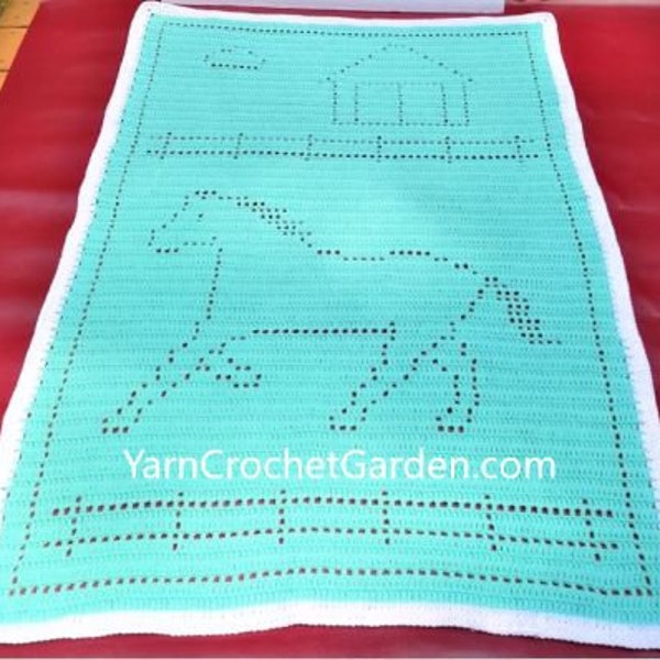 Crochet Baby Blanket Horse Farm Animals Crochet Pattern Crochet Girl Blanket Baby Afghan Crochet Blanket Easy More Sizes For Kids Adults