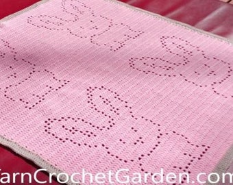 Crochet Bunny Blanket Pattern Easter Blanket Crochet Pattern Crochet Baby Blanket Baby Afghan Crochet Blanket Baby Shower Sizes Kids Adults