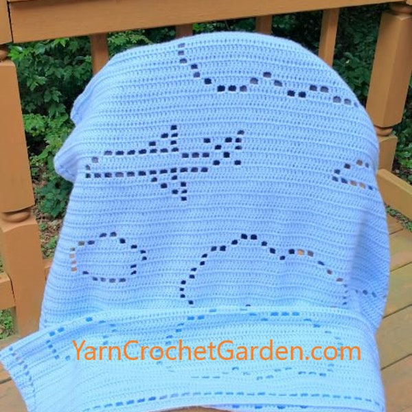 Crochet Baby Blanket Airplane Pattern Crochet airplane Blanket Baby Afghan Crochet Blanket Crochet Boy Blanket Toddle Kids Filet Blanket