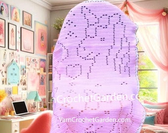 Patrón de manta de bebé de unicornio a crochet (PDF) - Descarga digital