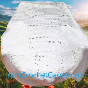 Crochet Polar Bear Baby Blanket: Filet Afghan Pattern (Digital Download)