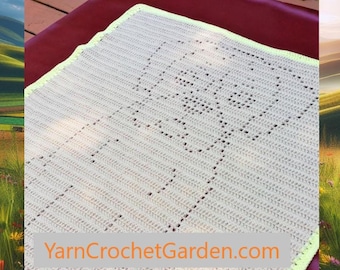 Crochet Dog Boxer Blanket Pattern: Filet Baby Afghan (PDF Pattern)