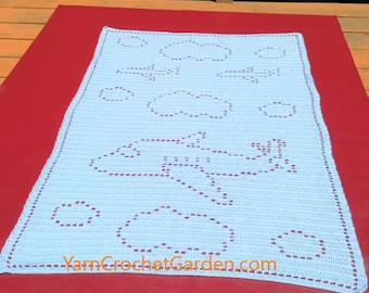 Crochet Baby Blanket Airplane Crochet Girl Blanket Baby Afghan Crochet Blanket Crochet Boy Blanket Crochet Patterns Filet Blanket Crochet