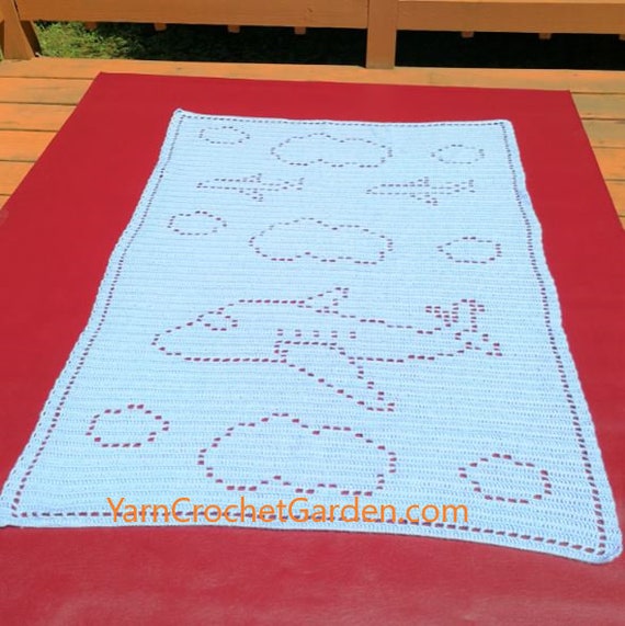 Crochet Baby Blanket Airplane Crochet Girl Blanket Baby Afghan Etsy