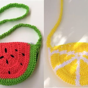 Crochet Pattern Purse Bag Shoulder Bag Clutch Fruits Watermelon Lemon Handbag Crochet Patterns Easy Birthday Mothers Day Best Friend Gift