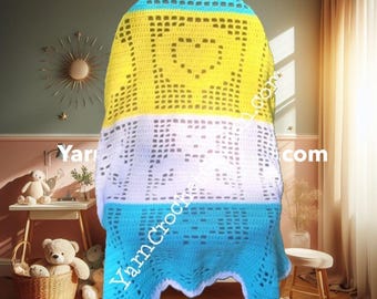 Crochet Teddy Bear Blanket Pattern: Filet Design, Baby Girl (PDF Pattern)