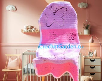 Crochet Butterfly Blanket Pattern: Baby Afghan, Kids to Adult Sizes (PDF Pattern)