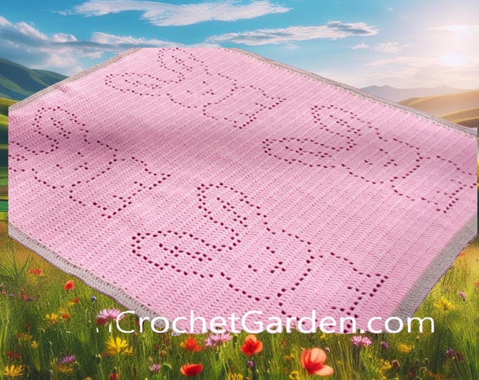 BABY BLANKET Crochet Pattern - Bunny Blanket Crochet Pattern - Includes ...