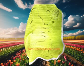 Crochet Tennis Blanket Pattern: Sport Themed Filet Design (Digital Download)