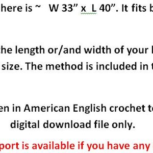 May include: Text explaining how to crochet a blanket. The demo blanket is 33 inches wide by 40 inches long. The pattern is written in American English crochet terminology and is a digital download file only. Pattern support is available if you have any questions.