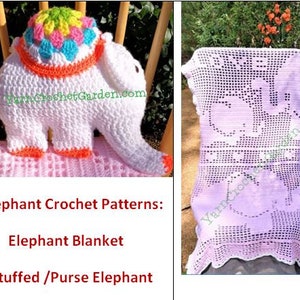 Crochet Baby Blanket Pattern, Elephant, Purse, Stuffed Animals, Crochet Pattern, Filet, Gift, Christmas, Elephant Shower, Baby Shower, Easy