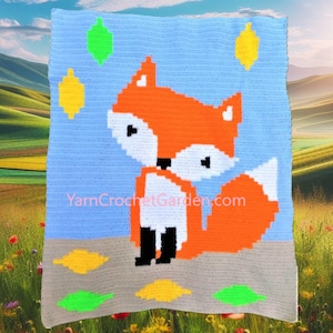 Crochet Fox Blanket Pattern: Baby Afghan with Leaves (PDF Pattern)