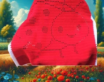 Crochet Ladybug Blanket Pattern: Baby Afghan, Kids to Adult Sizes (PDF Pattern)