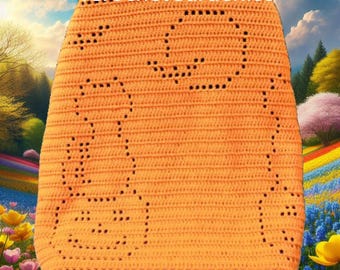 Halloween Crochet Blanket Patterns: Cat, Pumpkin, Bat (PDF)