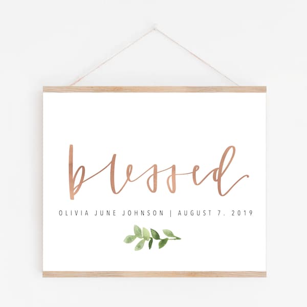 BLESSED baby sign | BABY blessing | Digital | Newborn | Blessing Day | Modern Aesthetic | Baby Shower Gift | Nursery | Birth Announcement