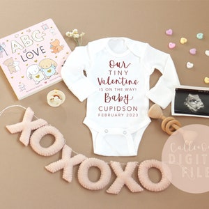 LOVE | Digital PREGNANCY ANNOUNCEMENT | Baby | Pregnant | social media | Our little Love | Modern | Xoxo | Cupid | Expecting | adoption pink