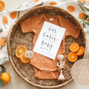 CUTIE | Digital PREGNANCY ANNOUNCEMENT | Baby | reveal | Our little cutie is on the way | Pregnant | social media | Modern | gender neutral