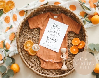 CUTIE | Digital PREGNANCY ANNOUNCEMENT | Baby | reveal | Our little cutie is on the way | Pregnant | social media | Modern | gender neutral