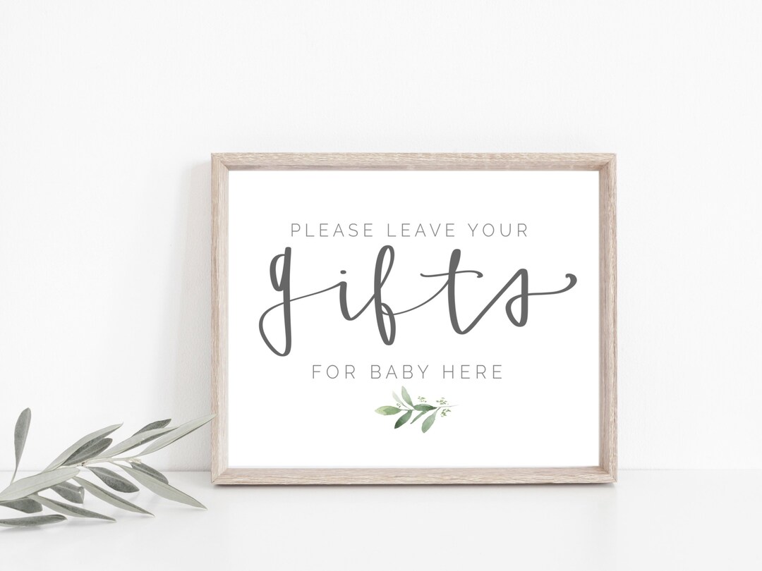 GIFTS Baby Shower Sign Printable Baby Shower Decorations Greenery Baby ...