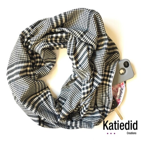Black and White Houndstooth Flannel Baby Toddler Infinity Scarf 