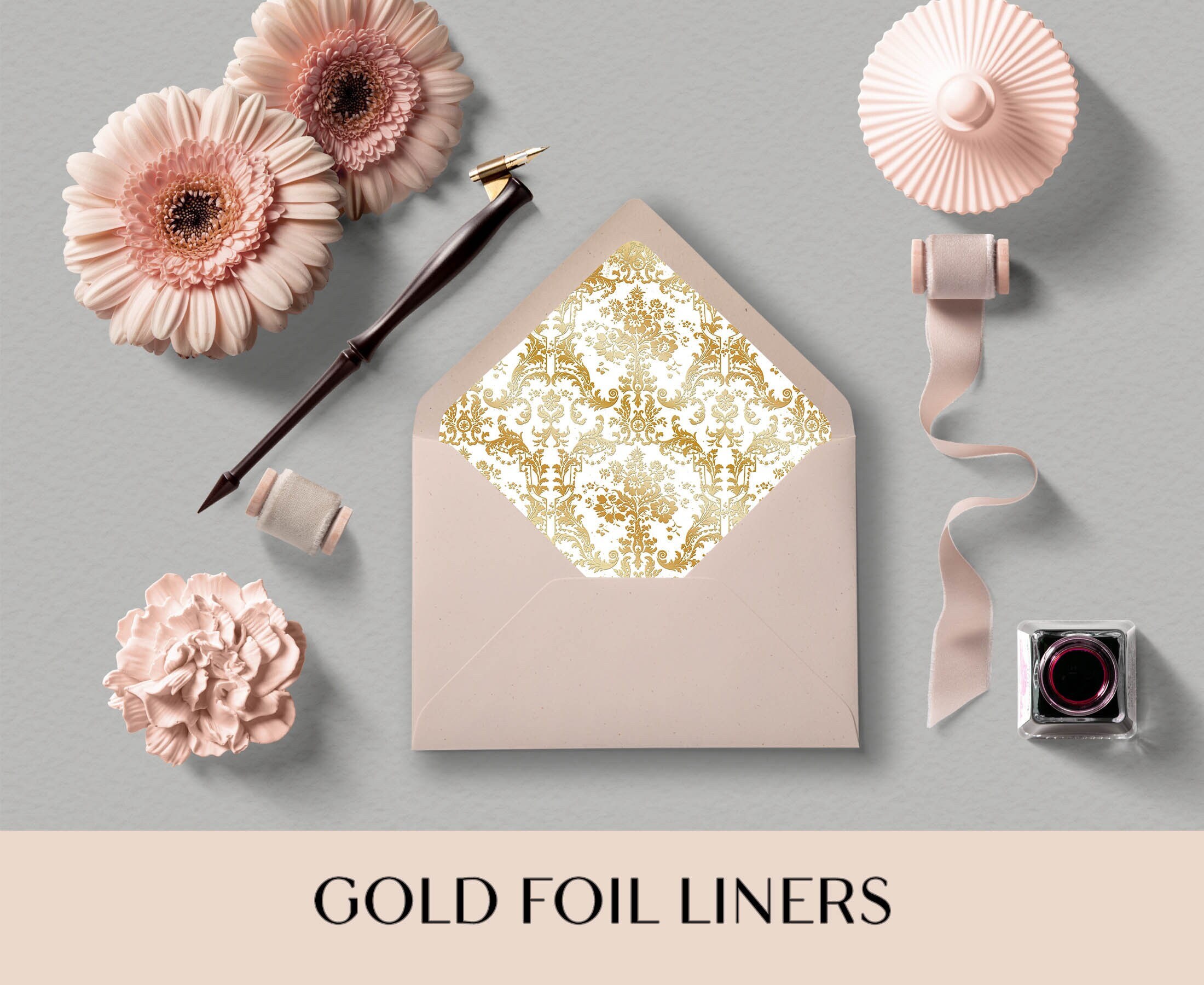 40 Count My Mind's Eye Gold Foil Envelope Liners Fits A2 Pointed Flap