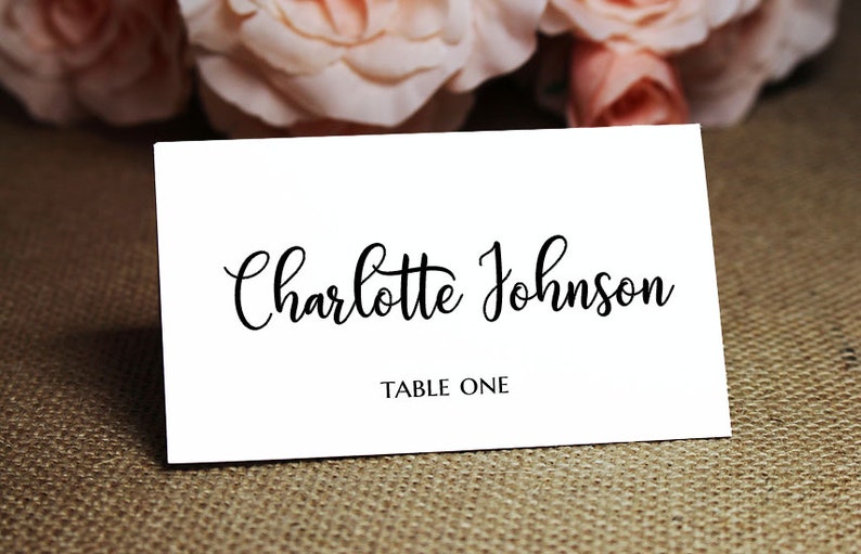 Ivory or Light Gray Place Cards Wedding Place Cards Navy or Gray Ink Escort Cards with Black White