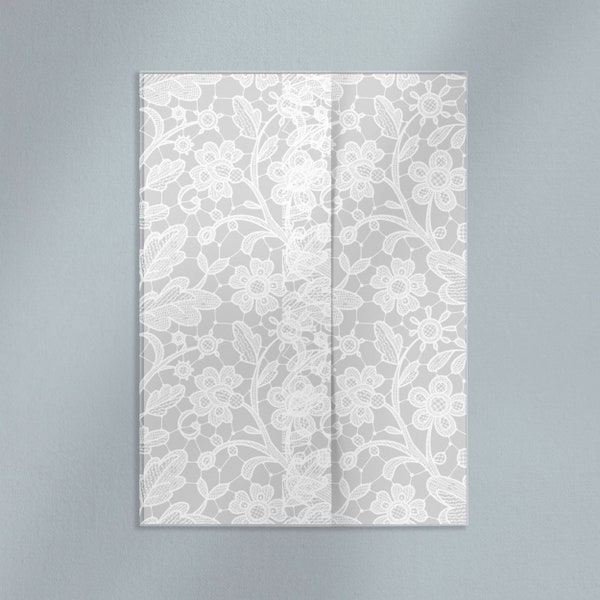 White Toner Printed Vellum Wraps | 5x7 folded, 7x10.5 unfolded | Lace in White Ink