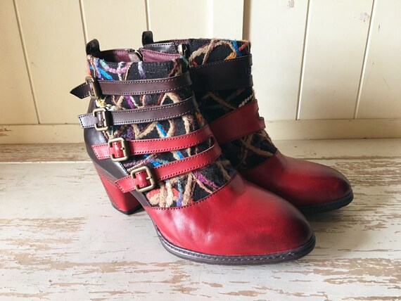 multi colored ankle boots