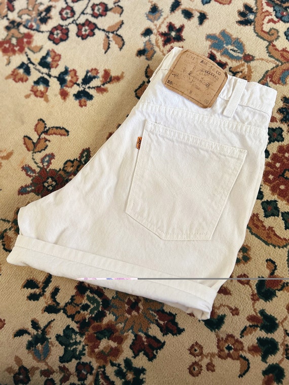 Vintage 90s White Levi’s 550 Orange Tab Shorts //… - image 4