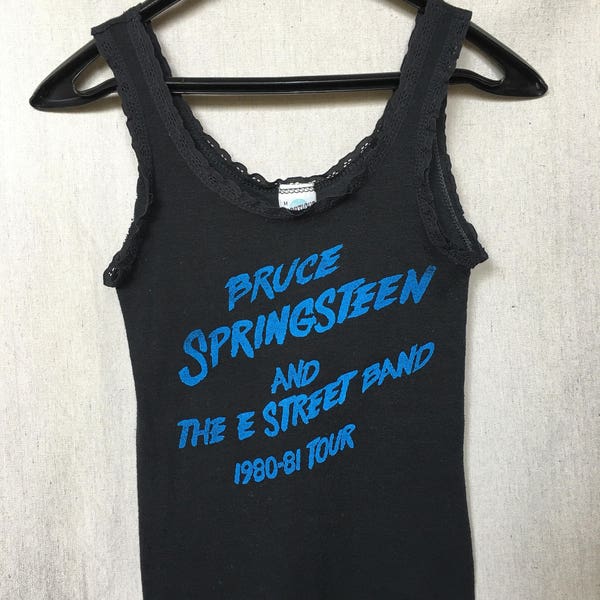 Vintage 80s Bruce Springsteen And The E Street Band 50/50 Tour Tank Top // Rocker Shirt // Crop Top