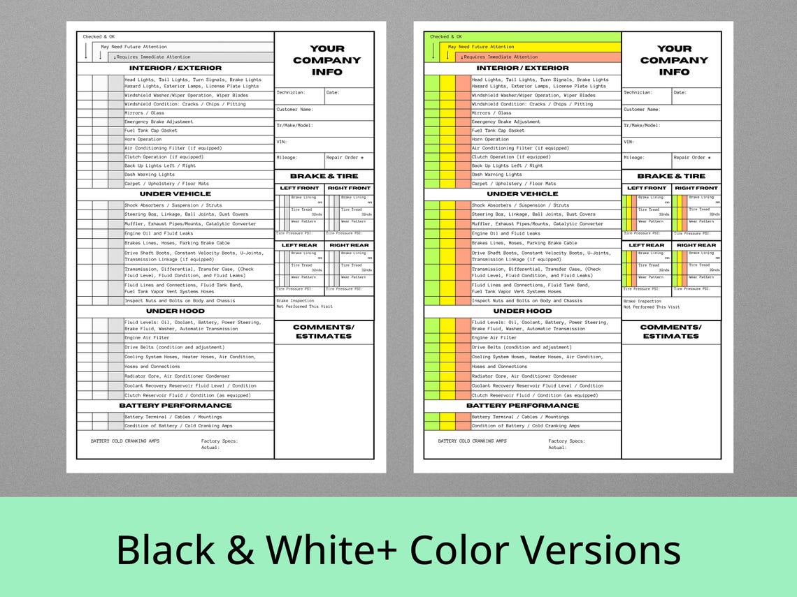 Editable Vehicle Inspection Form | Canva Template | Printable Car ...
