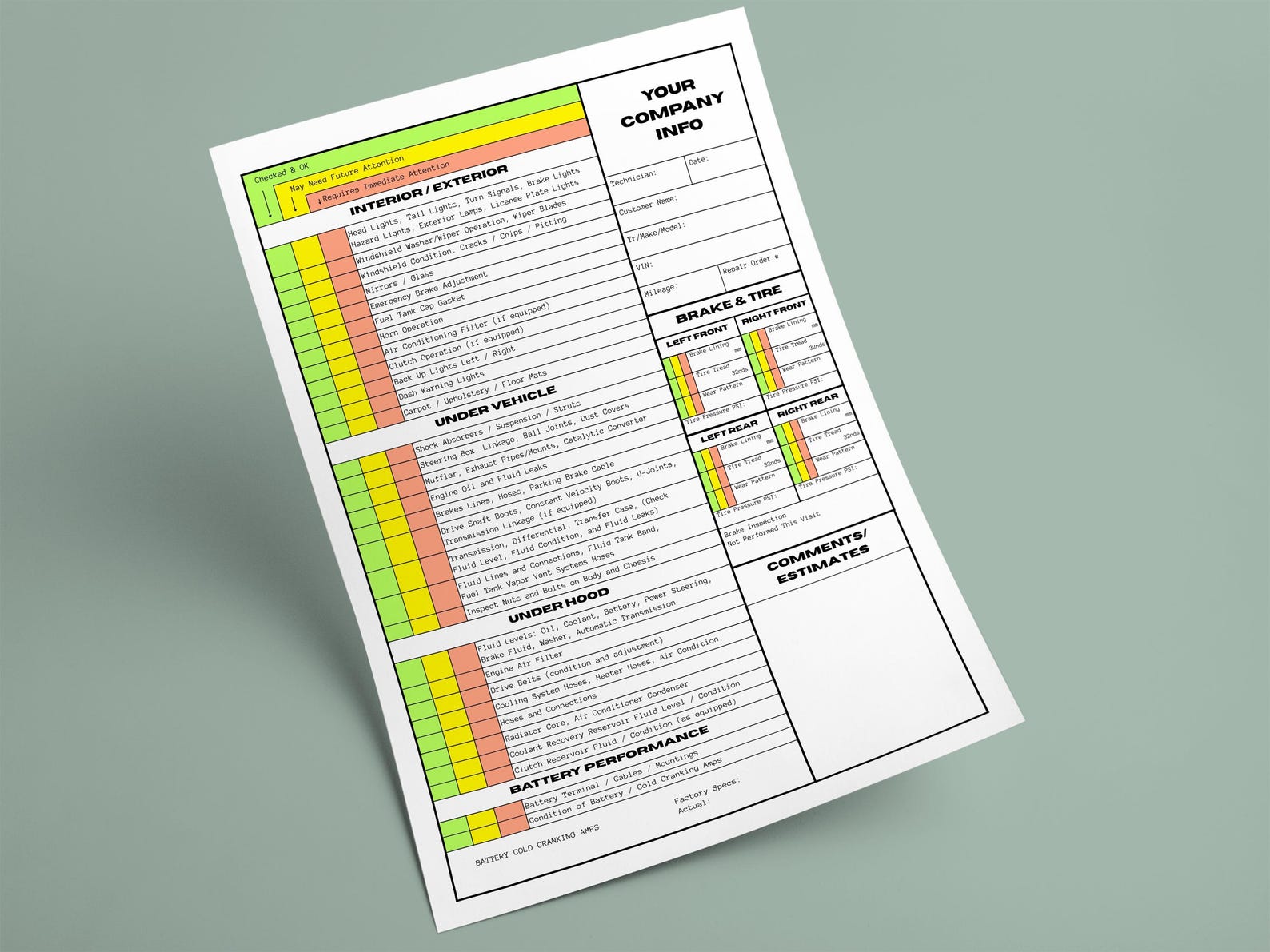 Editable Vehicle Inspection Form | Canva Template | Printable Car ...