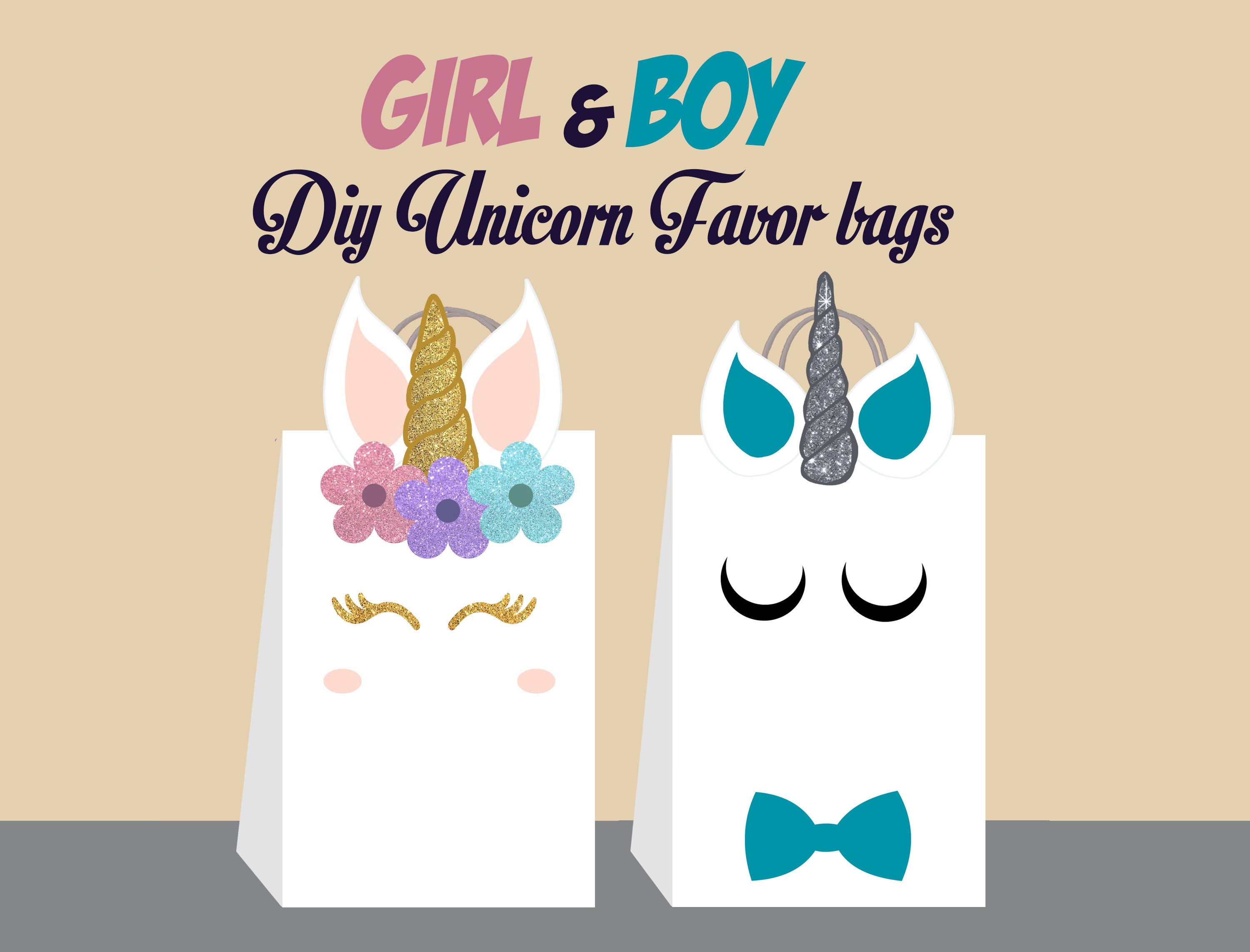 unicorn diy favor bag template unicorn party bags printable etsy