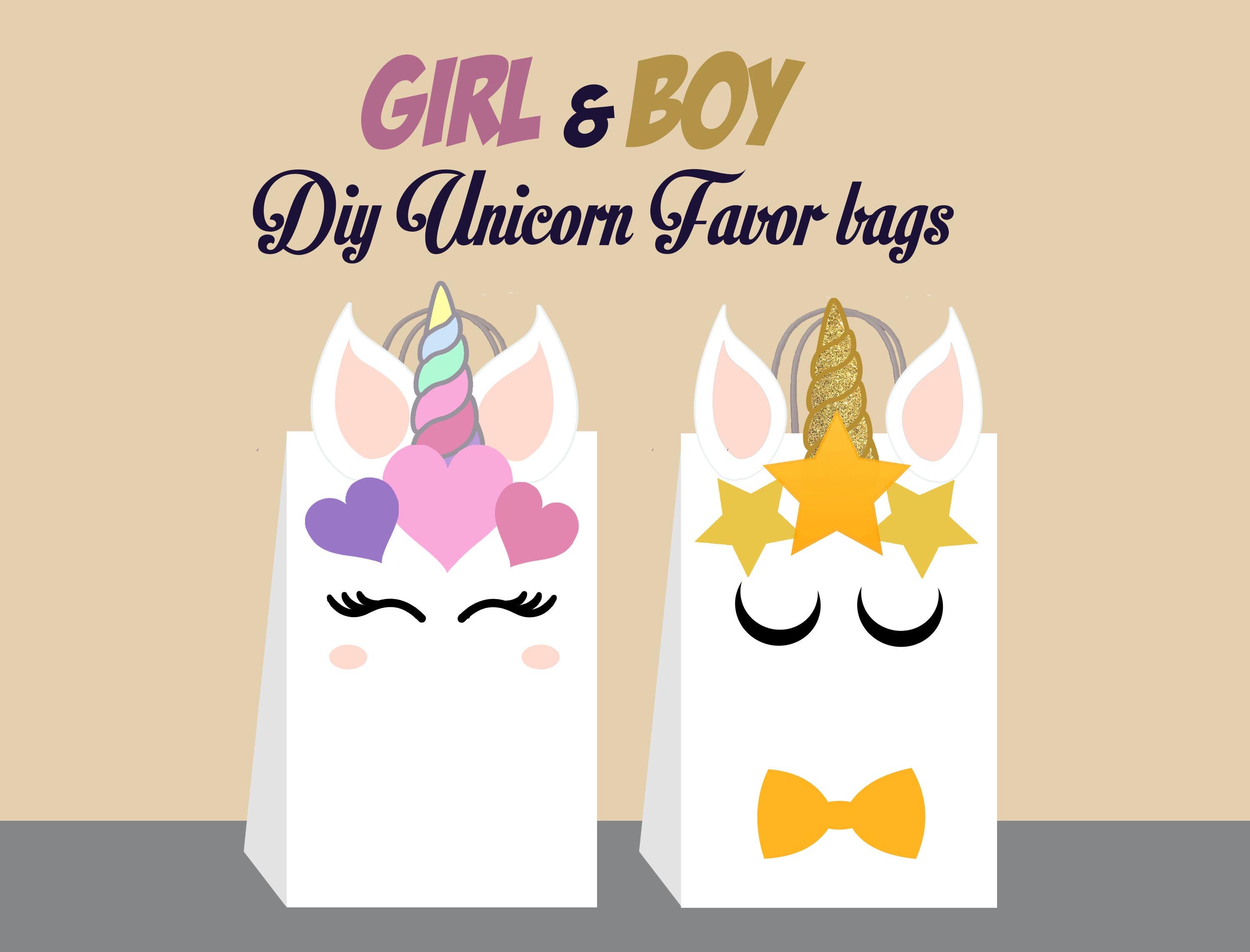 unicorn diy favor bag template unicorn party bags printable etsy