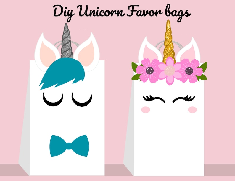 unicorn diy favor bag template unicorn party bags