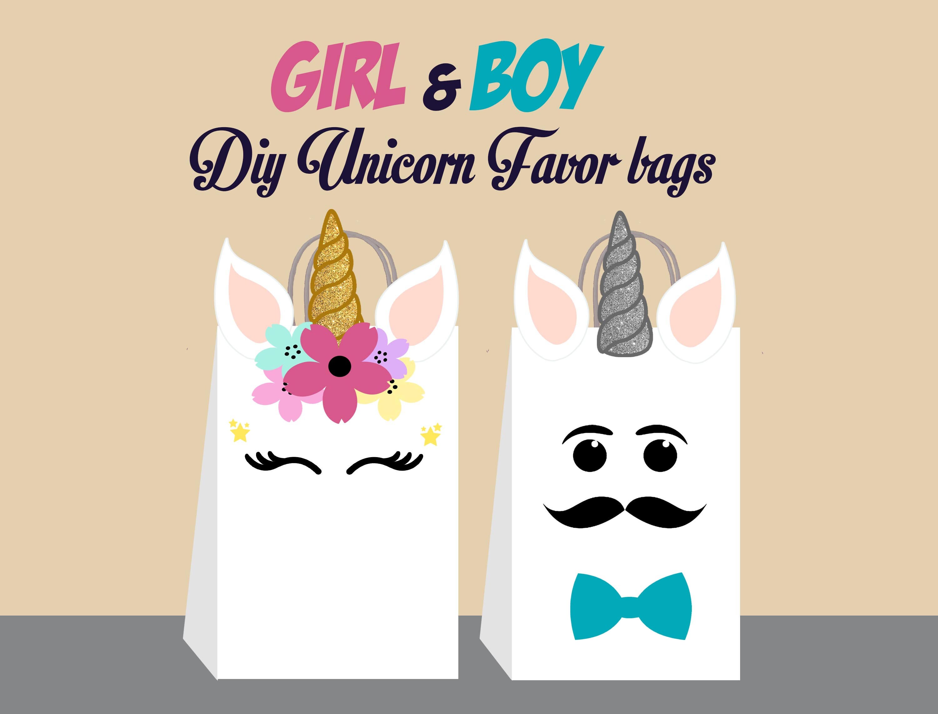 unicorn diy favor bag template unicorn party bags printable etsy