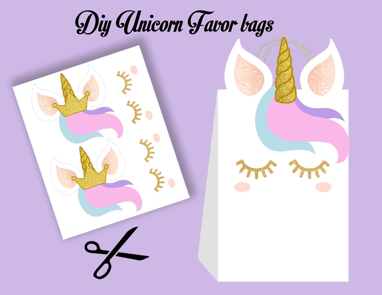 girl unicorn favors unicorn party bags printable unicorn