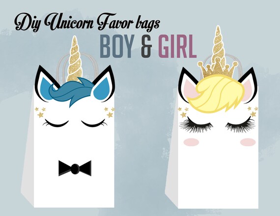 unicorn diy favor bag template unicorn party bags printable etsy