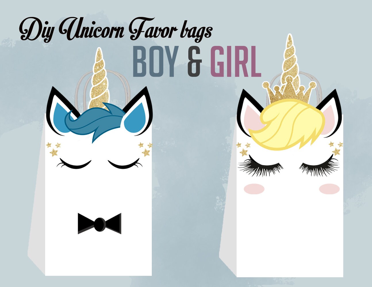 unicorn diy favor bag template unicorn party bags printable etsy